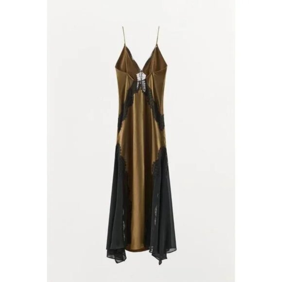 ZARA COMBINATION SATIN LACE DRESS - Picture 2 of 7